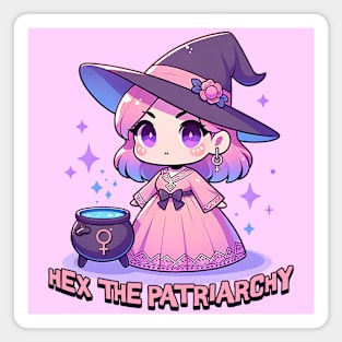 Hex The Patriarchy Cute& Kawaii Feminist Witch Magnet